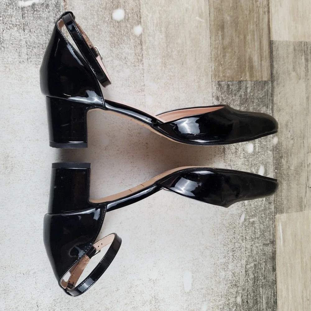 Steve Madden Jprettyy Girls Dress Pump Sz 5 M Black Patent Leather Ankle Strap